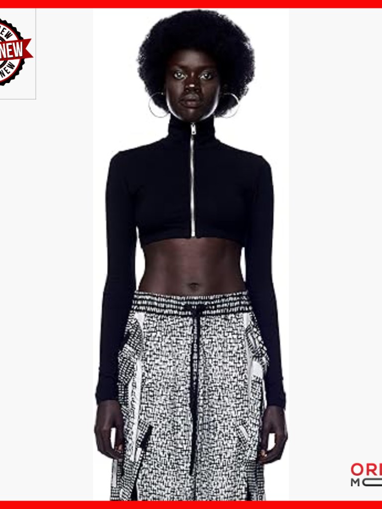 Mock Neck Crop Top With Zipper, Rayon Spandex, Comfortable Fitted Fit